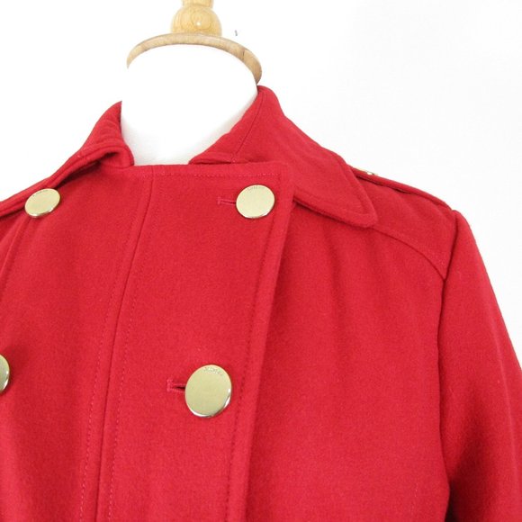 GUESS Los Angeles Plus Size Red Belted Wool Pea Coat Top Coat Size XXL - Picture 4 of 15